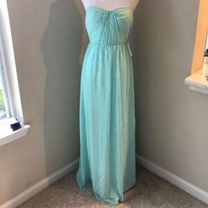 NWT Minuet Teal Strapless Maxi Dress